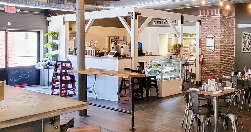 Interior, front desk counter