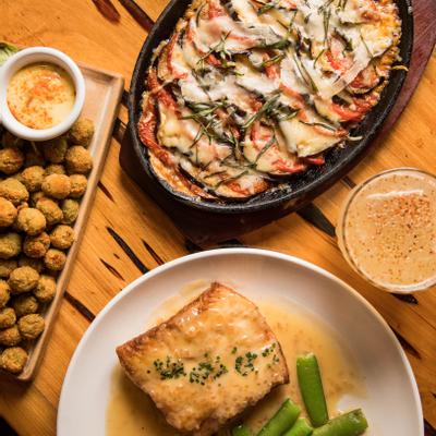 Different types of dishes, flat lay