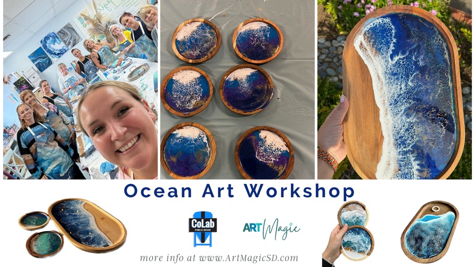 Epoxy Resin Art - Ocean trinket tray or coasters event photo