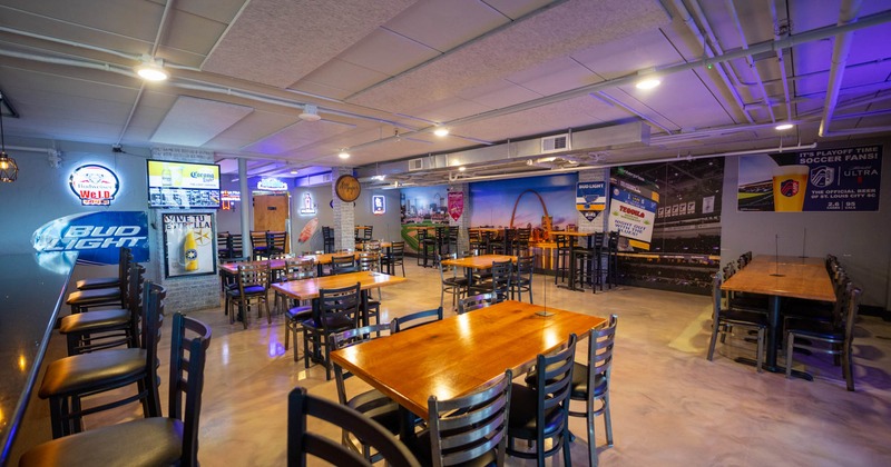 Interior, seating area, tables and chairs