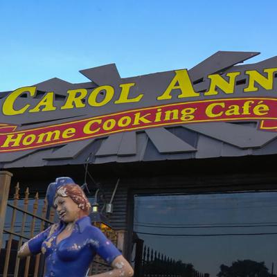 Exterior, name sign.