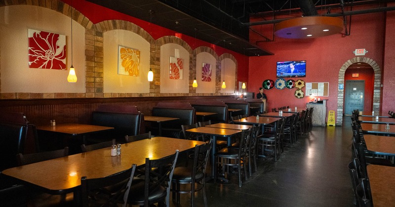 Interior, booths tables and chairs ready for guests