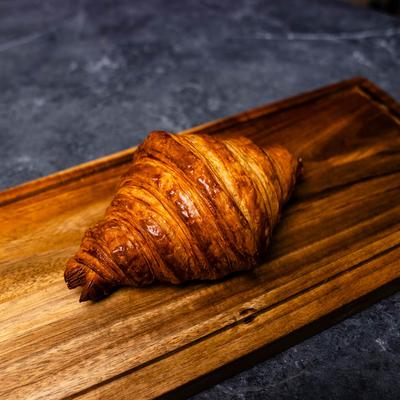 A croissant on display.