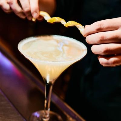 Bartender preparing a Martini.