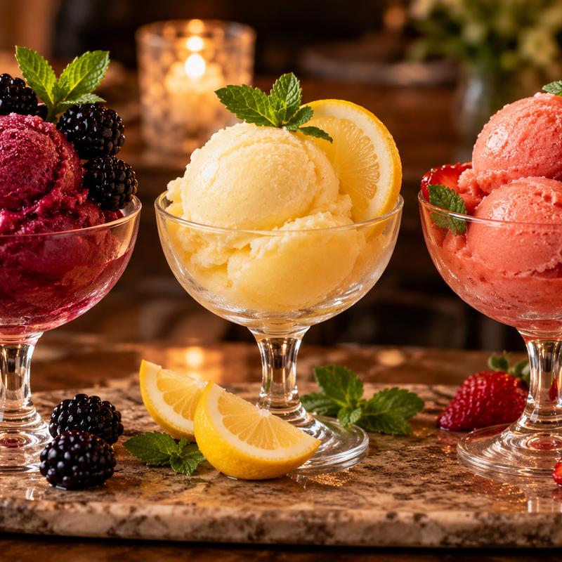 menu item 33 of 55, Fresh Fruit Sorbet