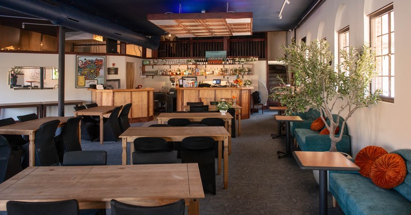 Dining area, sofas on the right