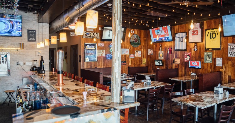 Interior, bar counter and main seating area
