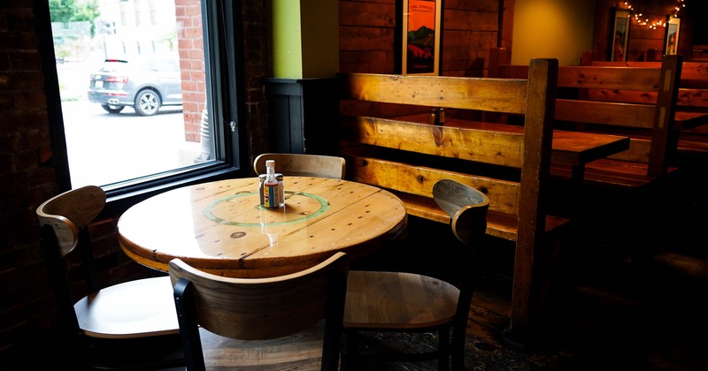 Interior, a round table and seats