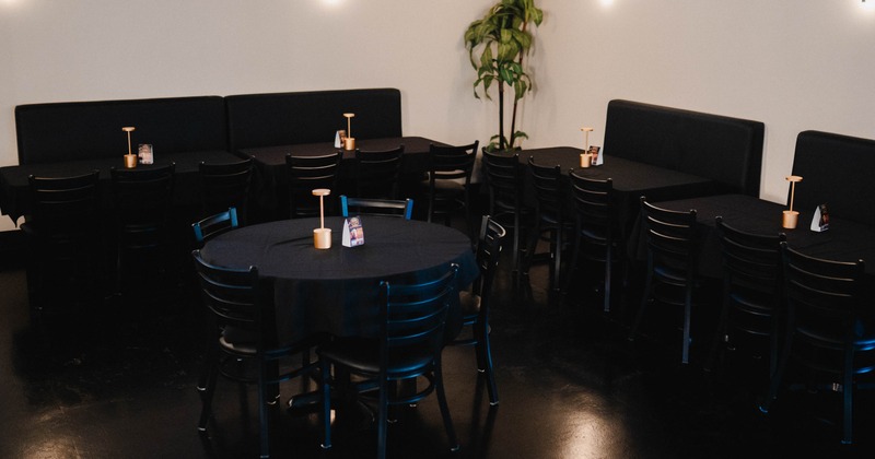 Interior, tables ready for guests