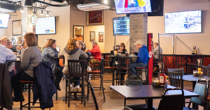 Guests enjoying their food in the dining area