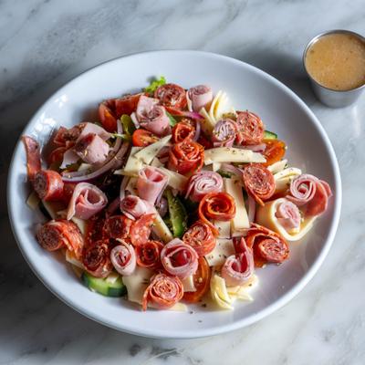 Served antipasto salad.