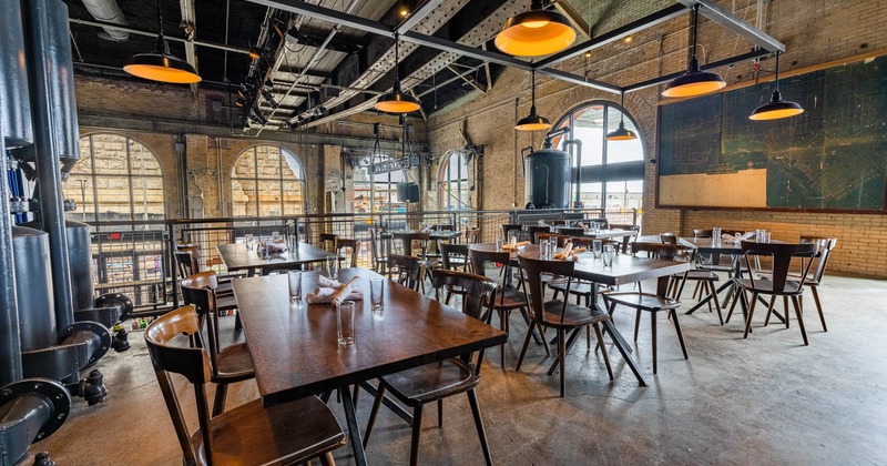 Interior, dining area, tables ready for guests
