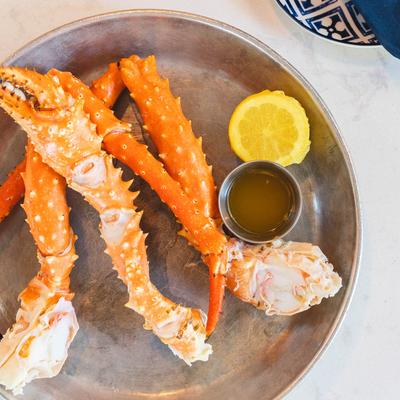 King crab leg, top view