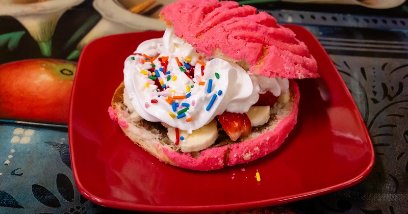 Mexican sweet bread filled with cream