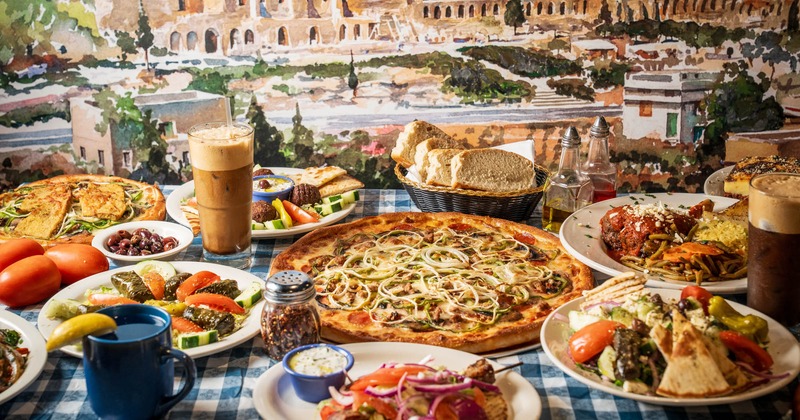 A fully served table