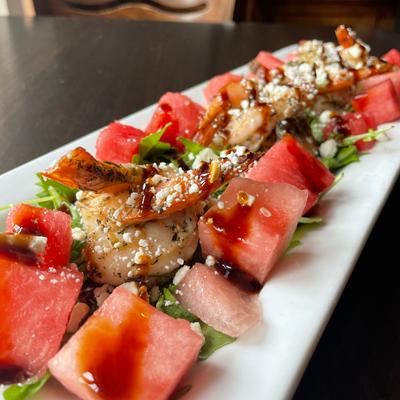 Watermelon and shrimp salad