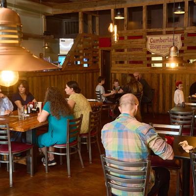 Seating area with guests.