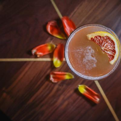Blood orange cocktail, top view