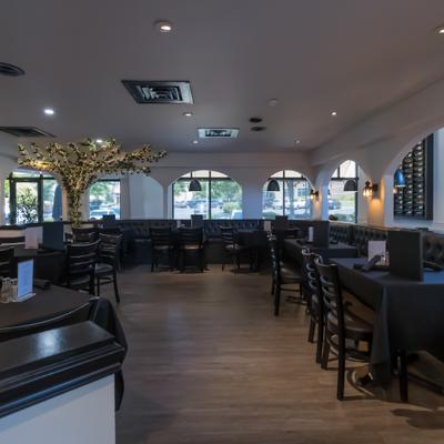 Restaurant interior, dining area.