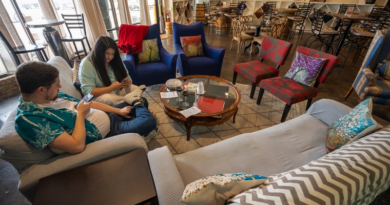 Seating place, couch, armchairs, chairs, people