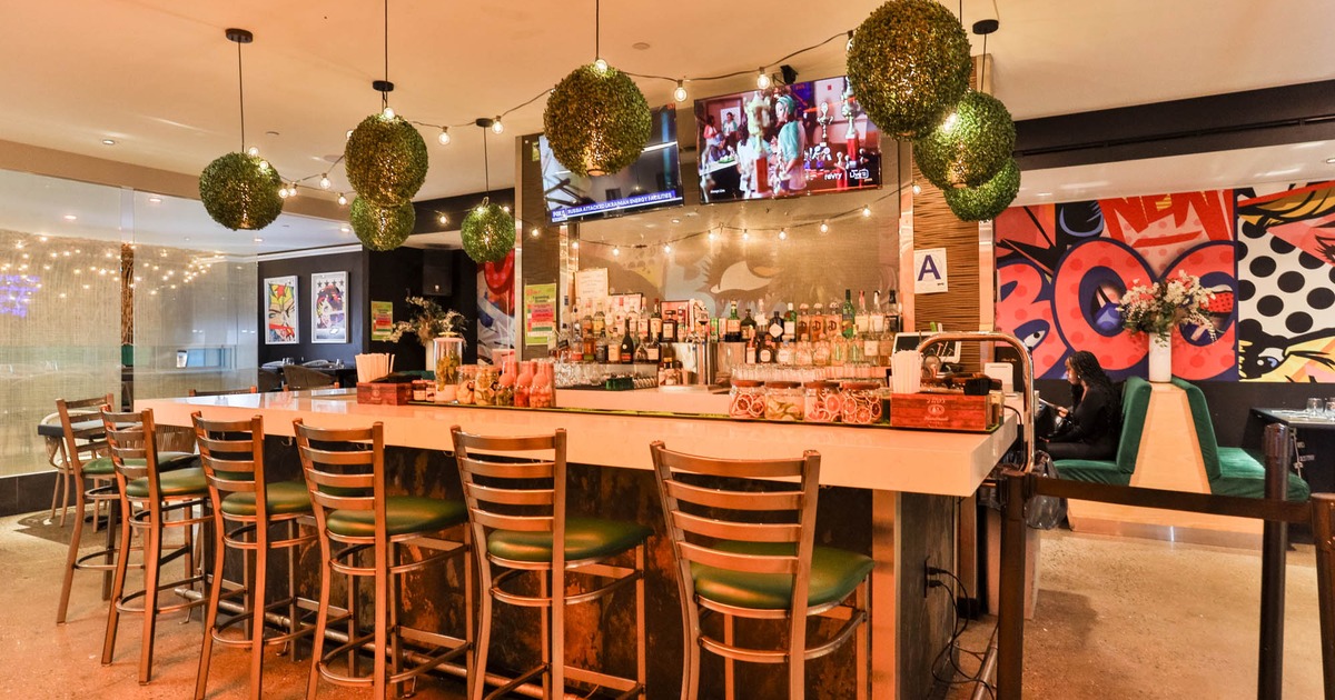 Interior, a bar with a bar stools