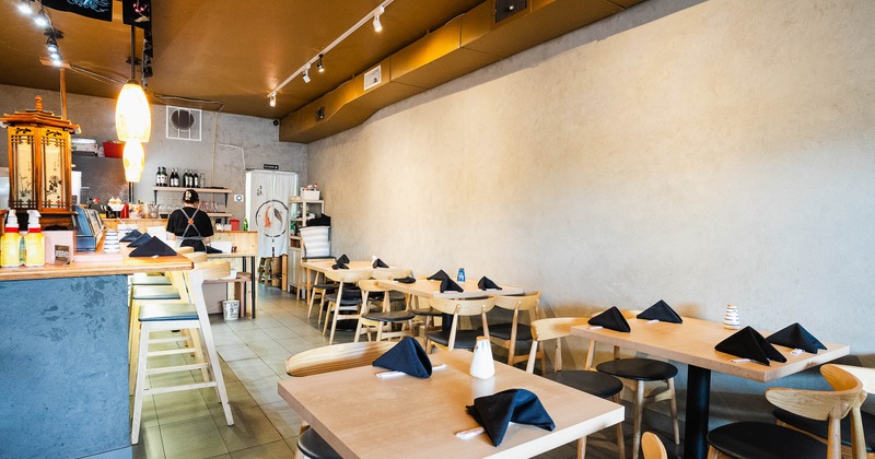 Interior, dining area with tables and chairs