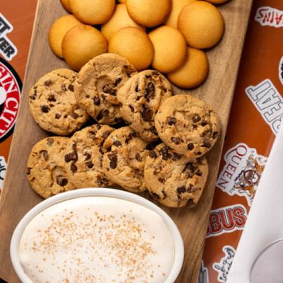Cookies & Milk board, top view.