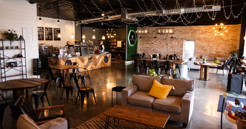 Interior, wide view, dining area