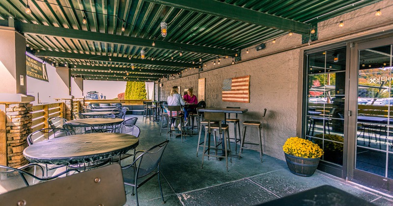 Roof covered seating area outside