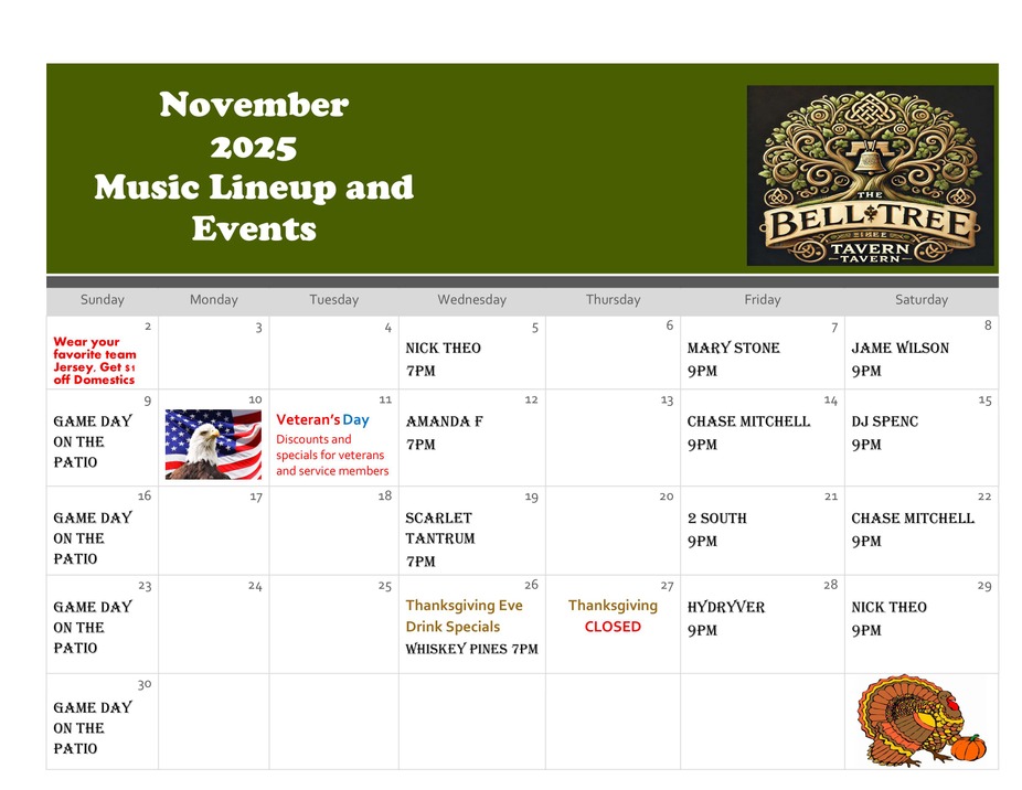 November at The Bell Tree Tavern event photo
