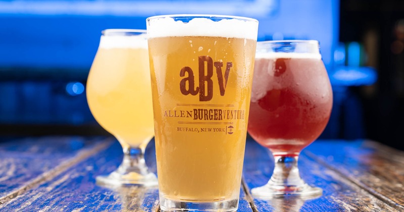Several drinks on a counter