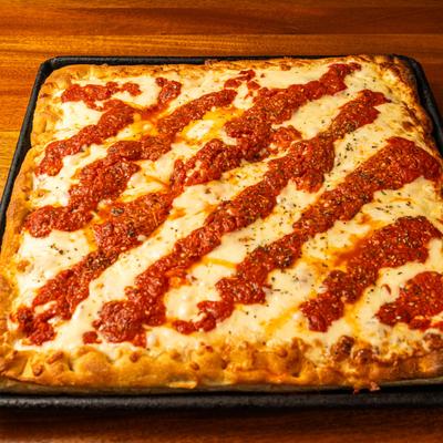 Square Grandma pizza.