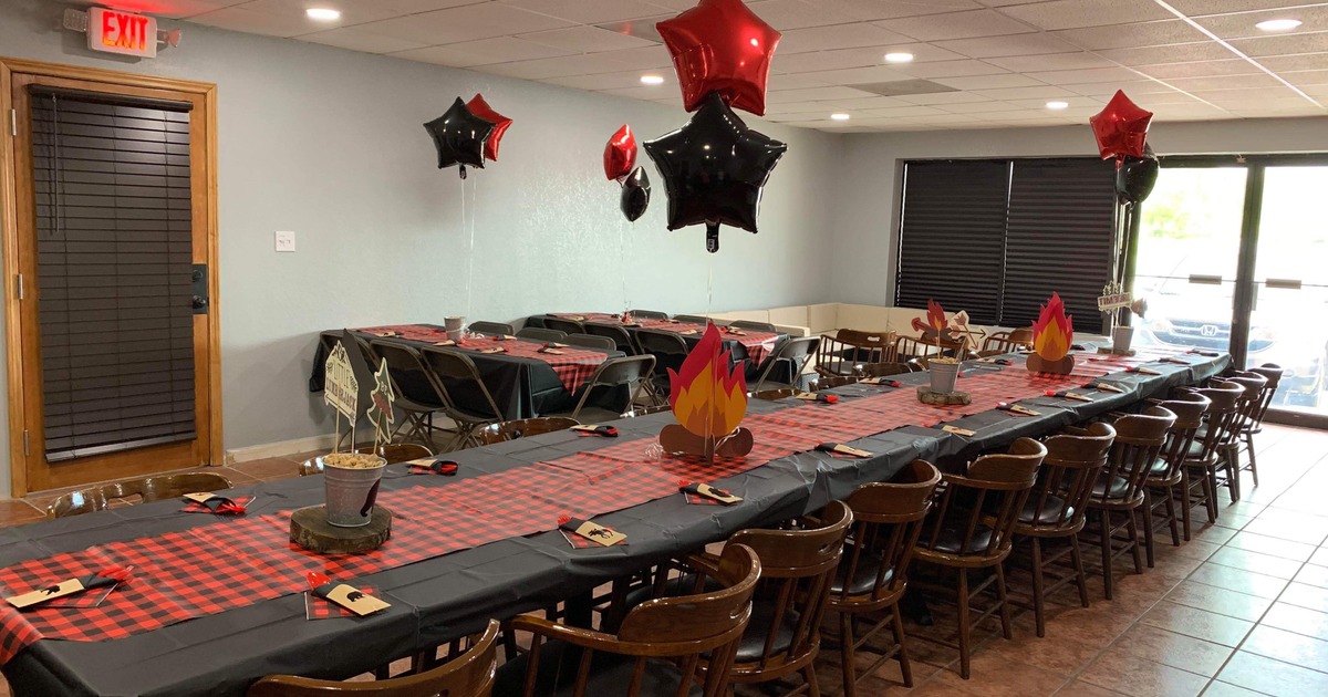 Party room, fully set tables