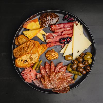 Meat and cheese platter.