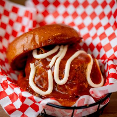 Caribbean-style roasted pork sandwich.