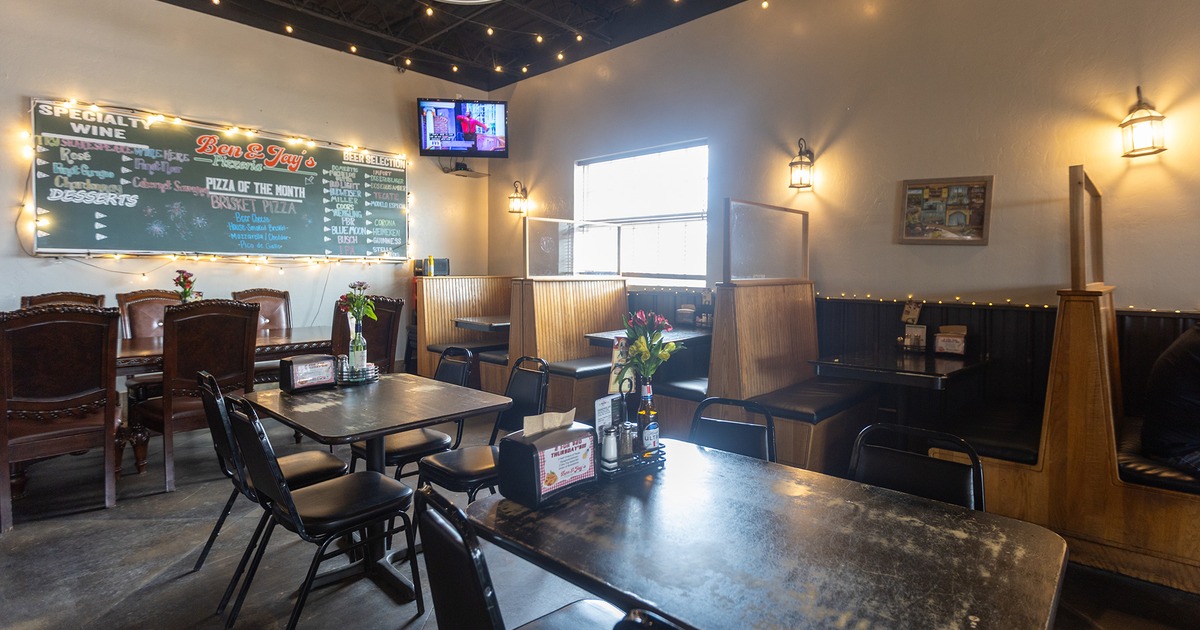 Pizzeria's interior space, dining area