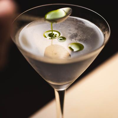 Cocktail in tall glass.