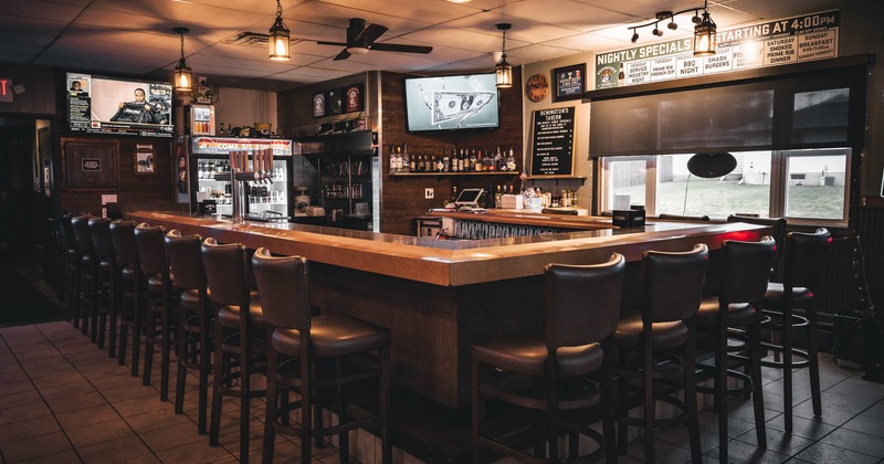 Interior, a bar with bar stools