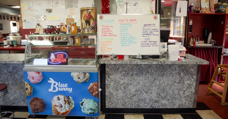 Ordering counter and ice cream freezer