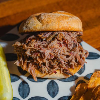 Pulled pork sandwich.