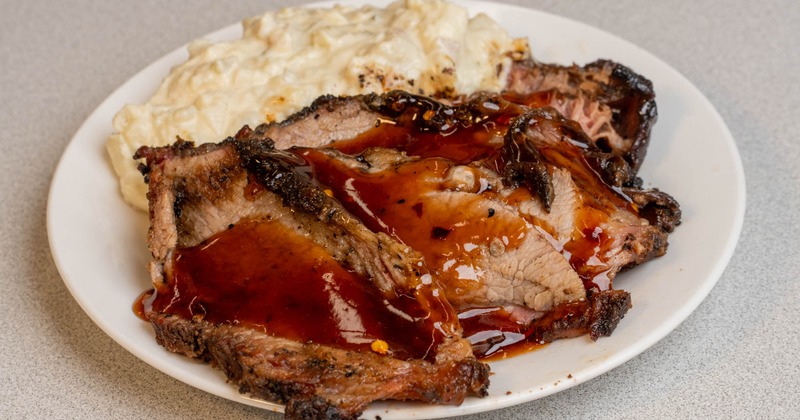 Tri Tip with BBQ sauce, and potato salad