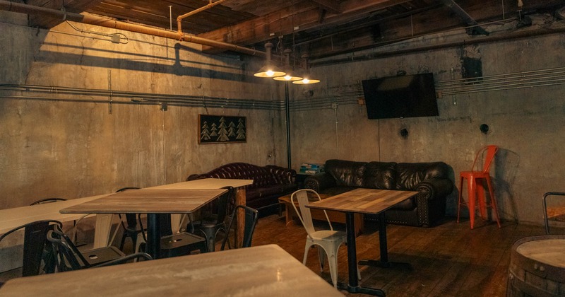 The interior, tables and chairs