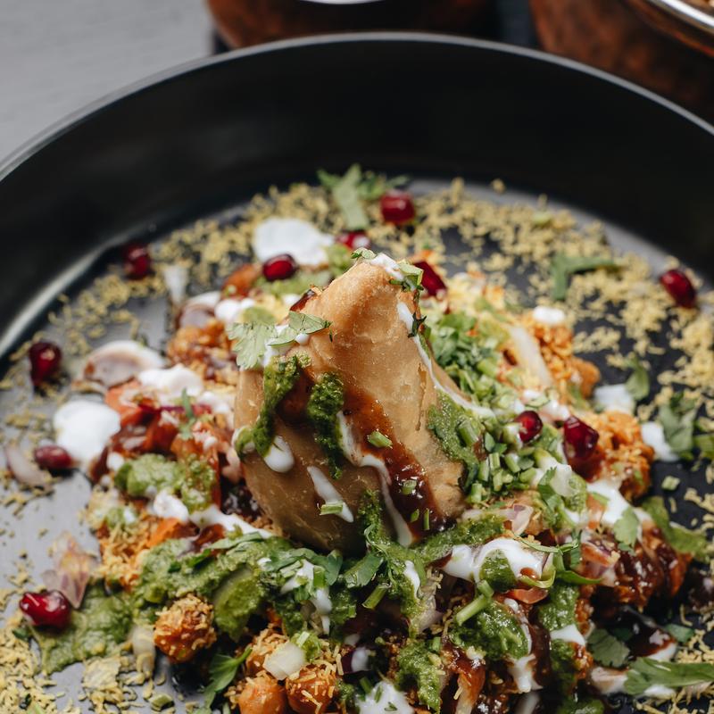 menu item 1 of 11, Samosa Chaat (G, D)