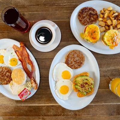 Served meals, top view.