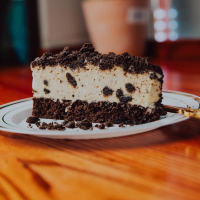 A slice of Oreo cake.
