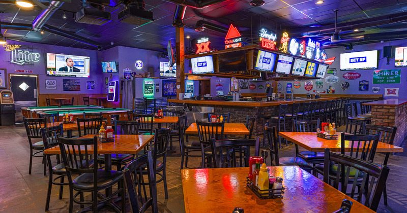 Interior, decorated seating area