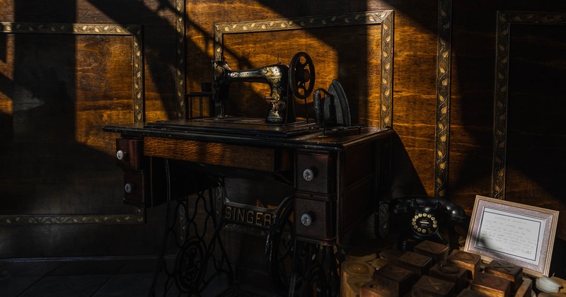 Old gray machine as an exhibit, decorative