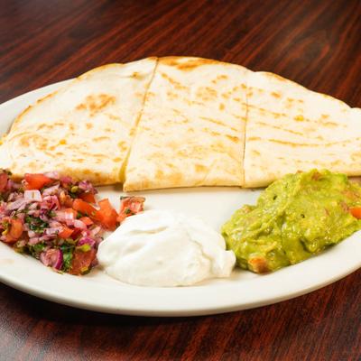 Jalisco Quesadilla served with guacamole, sour creme and pico de gallo.