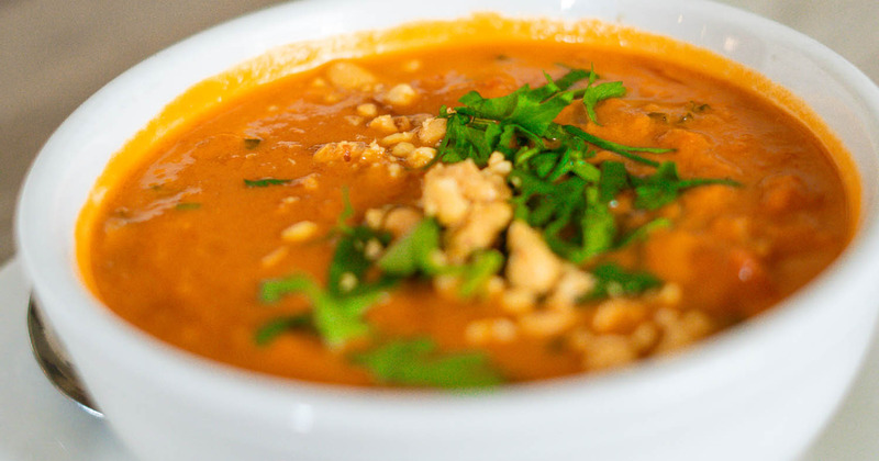 Ground Nut Soup served, top view