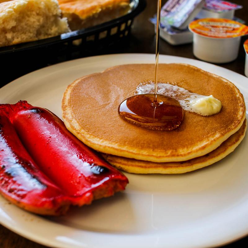 Red Link Sausage pancake plate photo